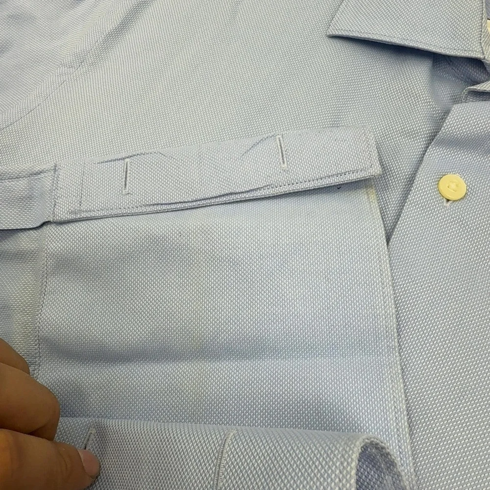Banana Republic Shirt Men 16 Blue Cotton Fitted Long Sleeve Button Down Business